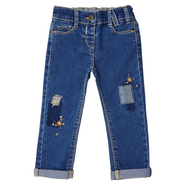 Toddler Denim Jeans With Embroidered Detailing